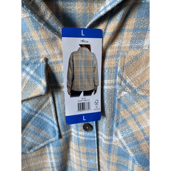 Women's Boston Traders Blue Plaid Shacket- Size Large - Picture 9 of 9